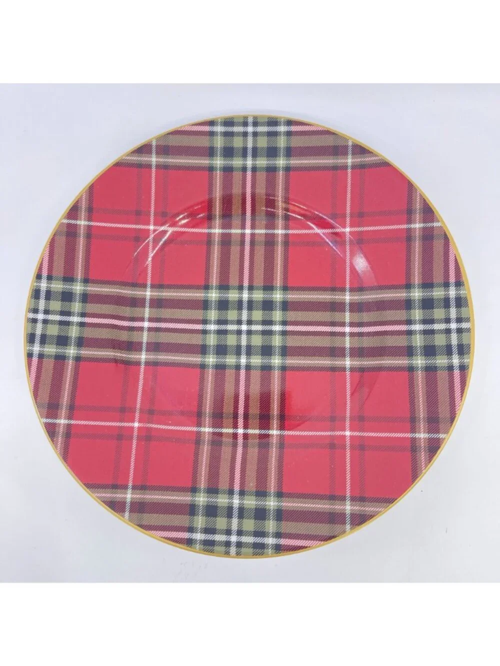 222 fifth wexford red tartan plaid porcelain salad plates gold rim set of 4